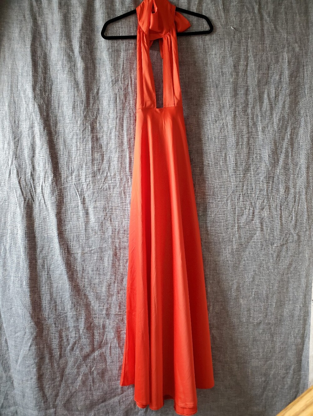 Nasty Gal Orange Satin Halter Backless Maxi Dress Long Size 6